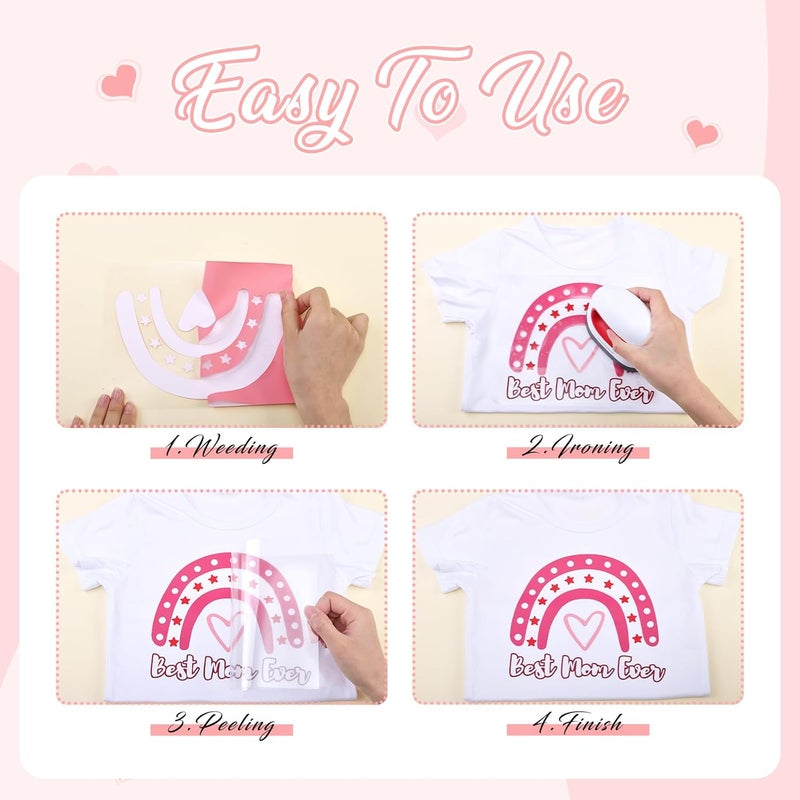 Tintnut Pink Iron on Vinyl -6 Sheets 12" x 10" Peach Pink Heat Transfer Vinyl for Fabrics HTV Vinyl Compatible with Cricut and Silhoutte Cameo - Image 4